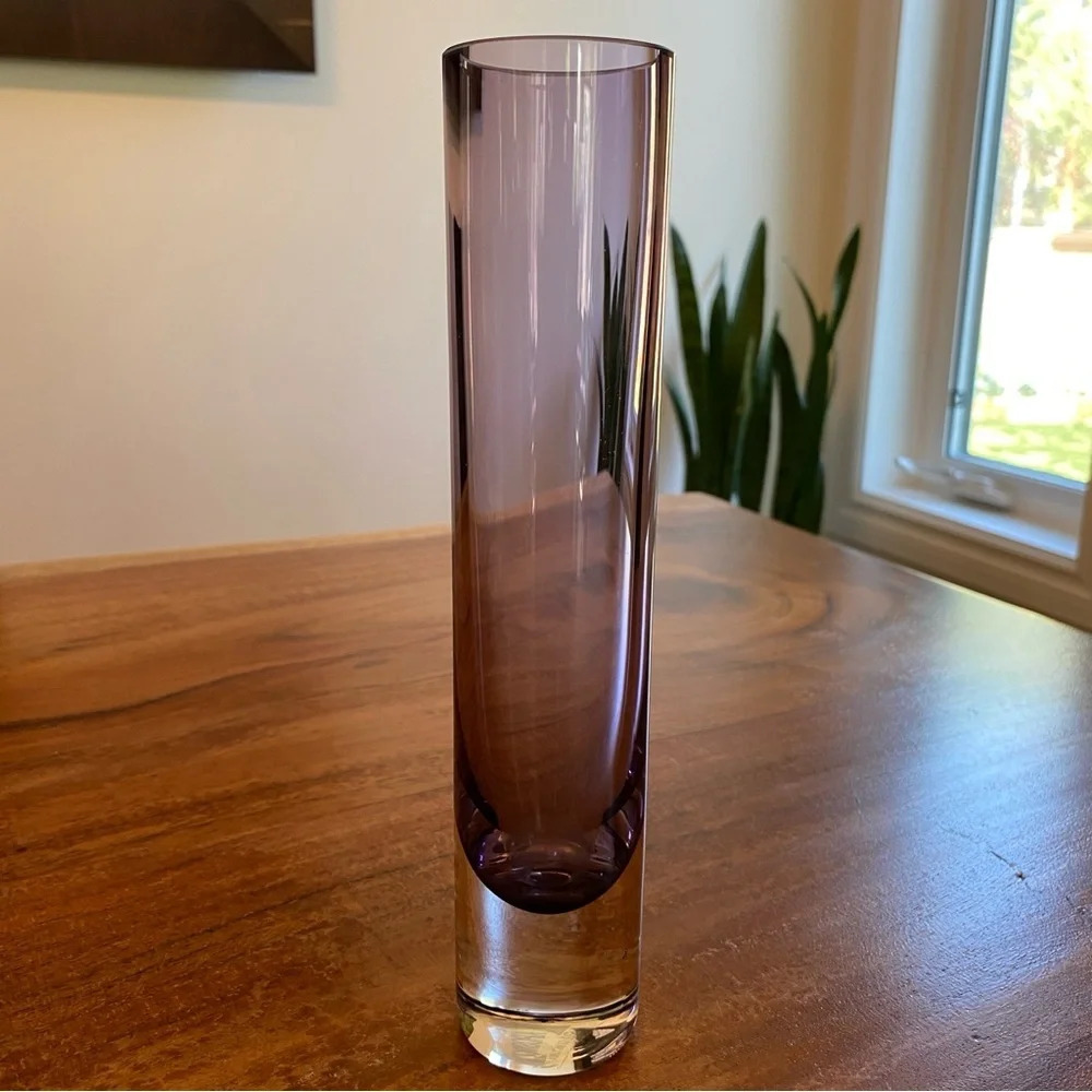 Vintage Krosno Polish Crystal Purple Bud Vase in Purple